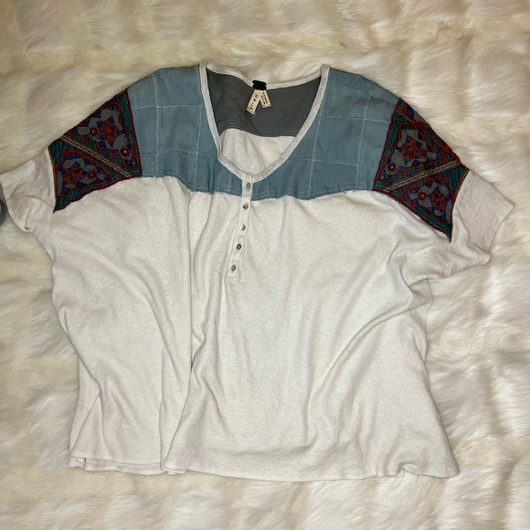 Free People | We The Free Statement Sleeve Oversized Baseball Tee Large - Picture 7 of 10